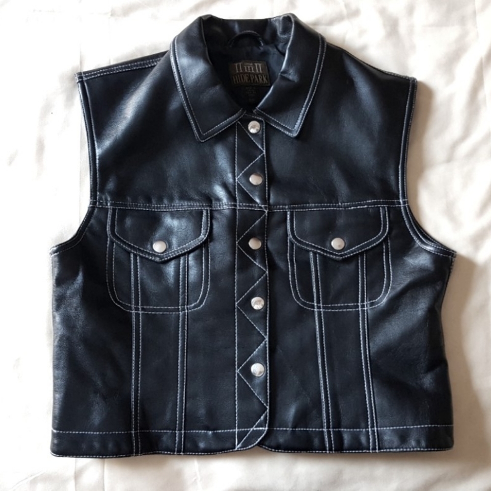 Vintage Black vegan leather vest